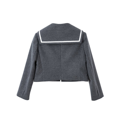 女童灰色毛呢上衣