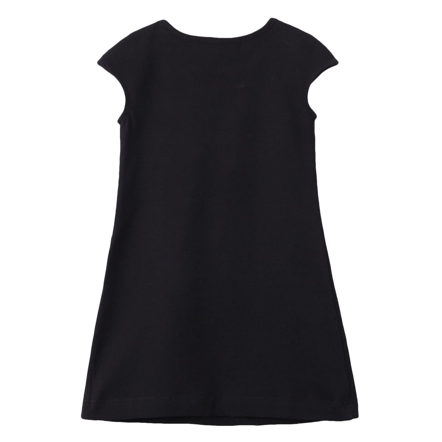 Girls Black Cotton Dress With Gold Rhinestone Logo