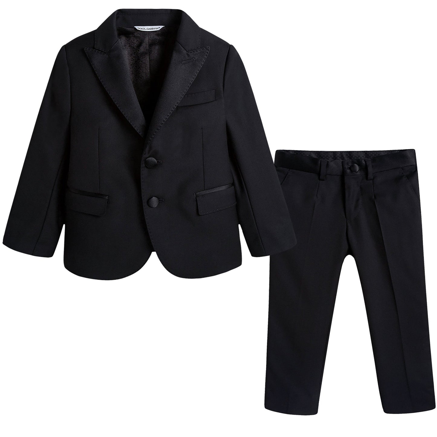 Boys Black Wool & Silk Suits