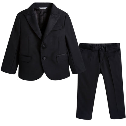 Boys Black Wool & Silk Suits