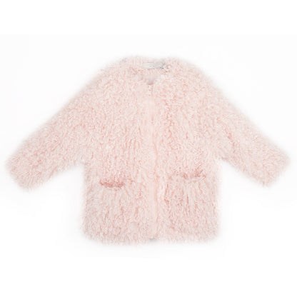Sparkles Girls Pink Fluffy Coat With Two Pockets