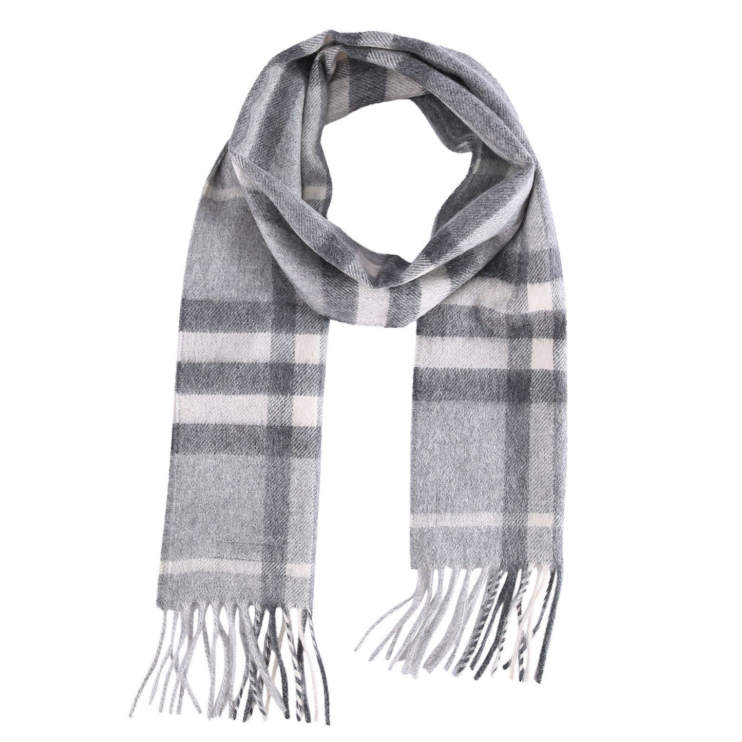 Boys&Girls Grey Cashmere Classic Check Scarf