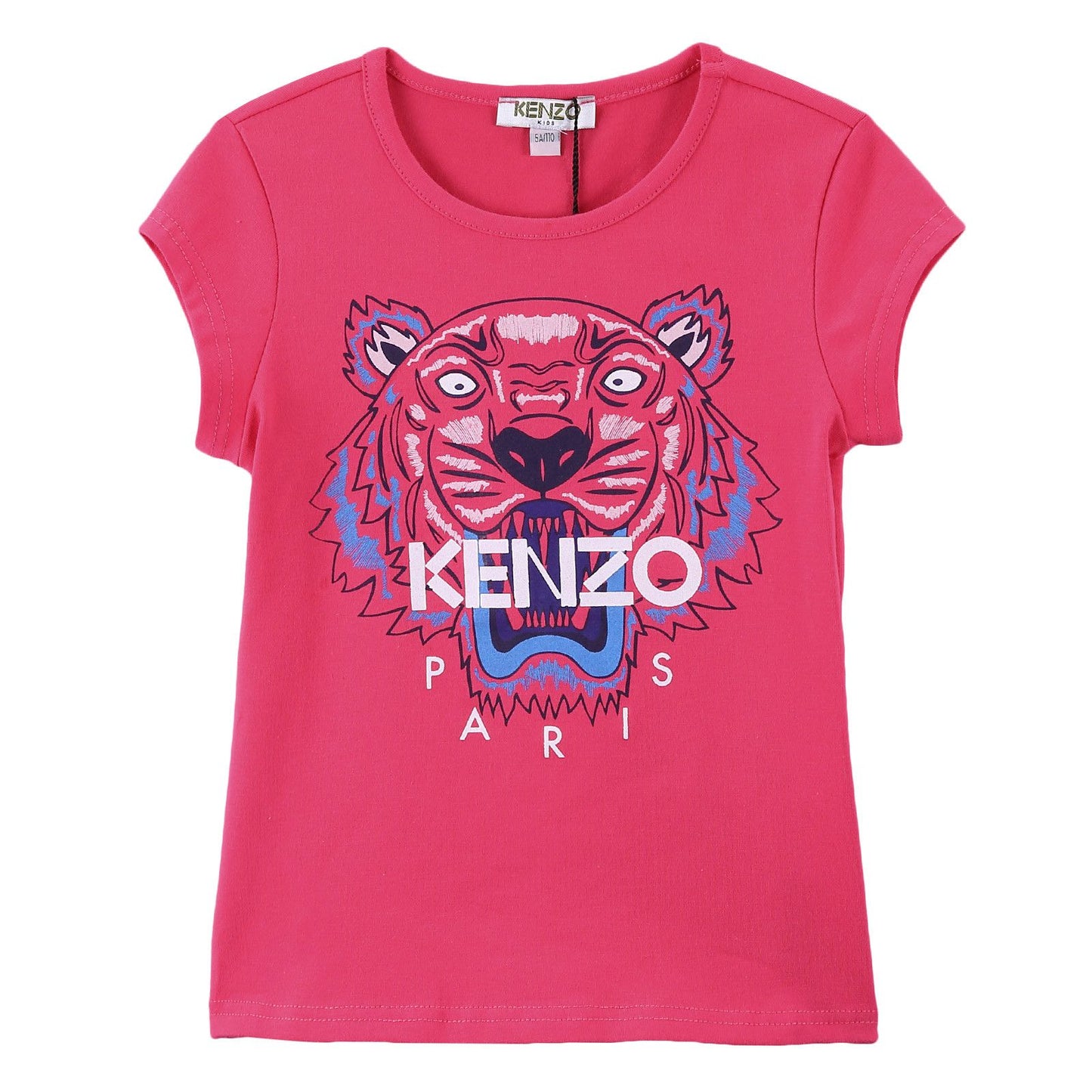 Girls Red Tiger Head Printed Cotton Jersey T-Shirt