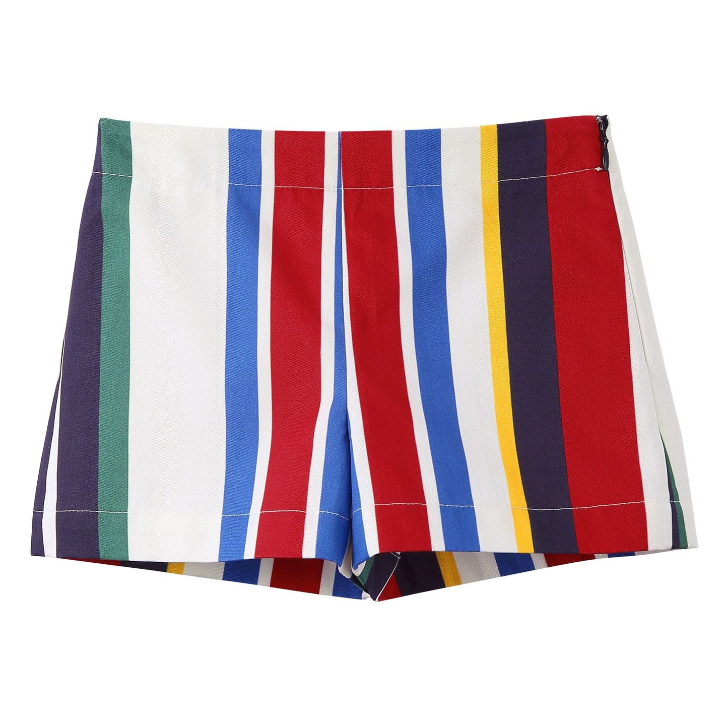 Girls Multicolor Striped Cotton Poplin Short