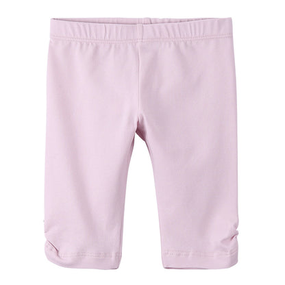 Baby Girls Pink Cotton Ruffle Cuffs Leggings With Patch Logo