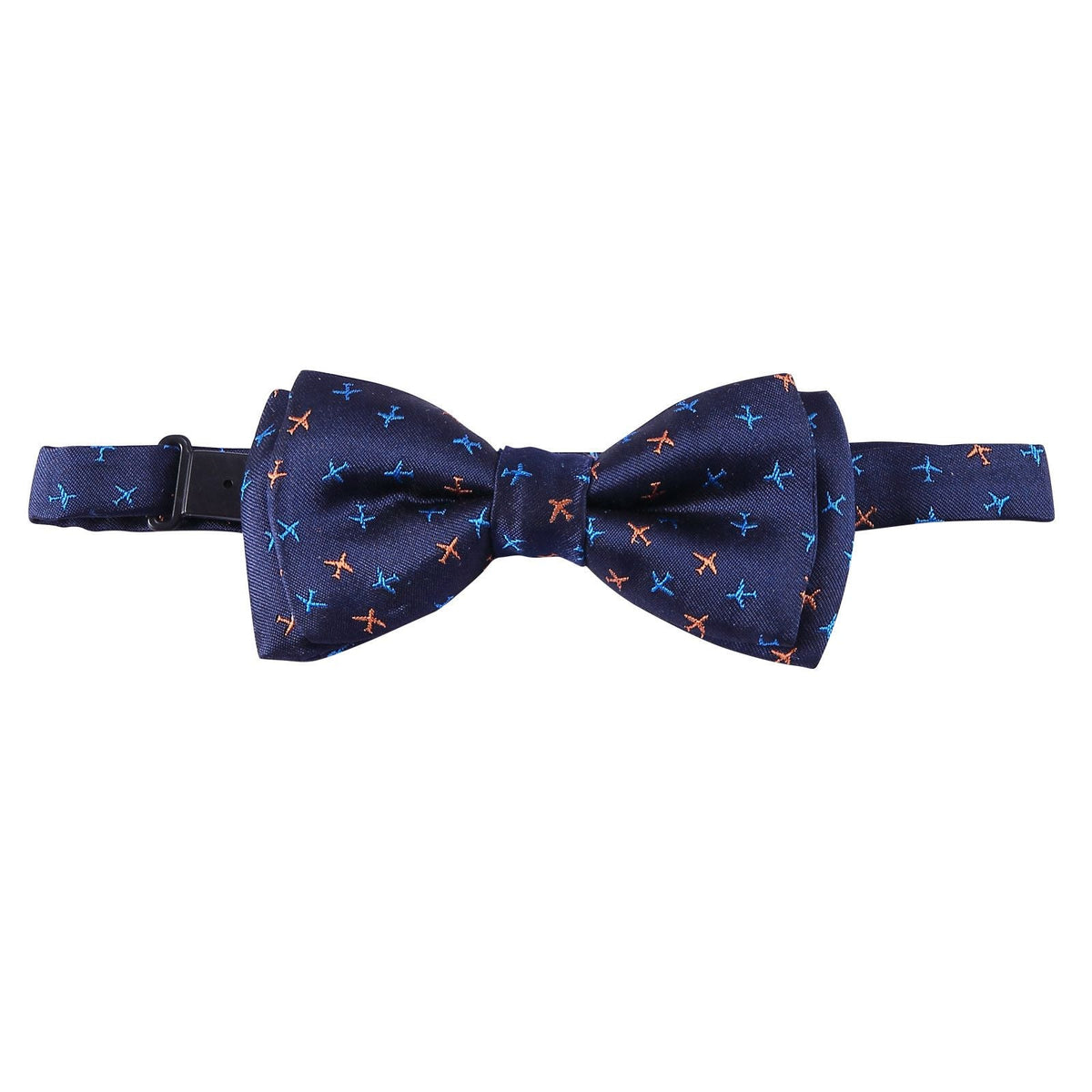 Boys Navy Blue Embroidered Trims Silk Bow Ties