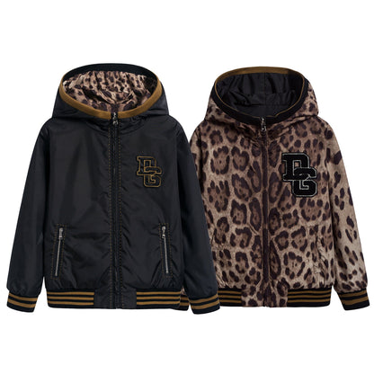 男童黑色&黄色条纹双面外套