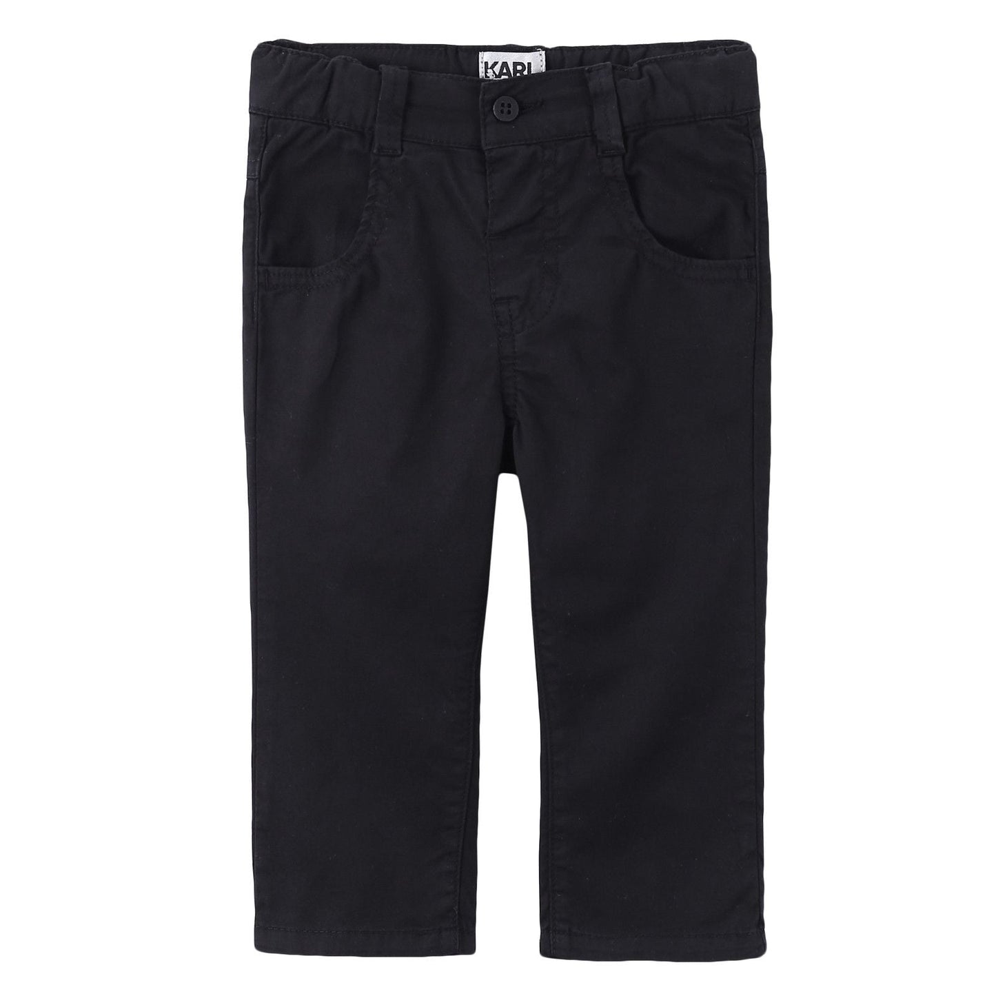 Baby Black Cotton Straight Trousers