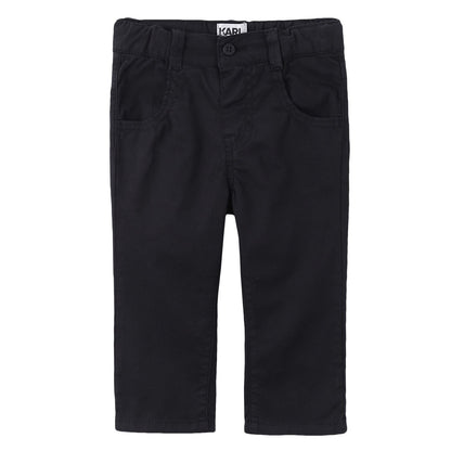 Baby Black Cotton Straight Trousers