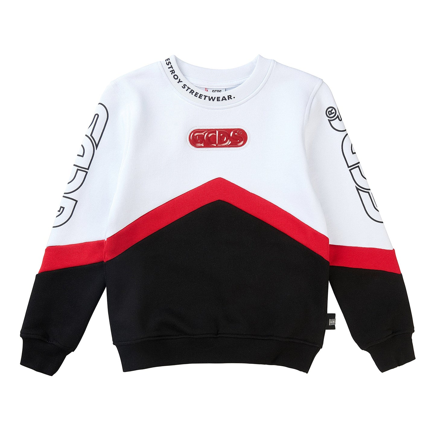 Boys White & Black Logo Cotton Sweatshirt