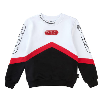 Boys White & Black Logo Cotton Sweatshirt
