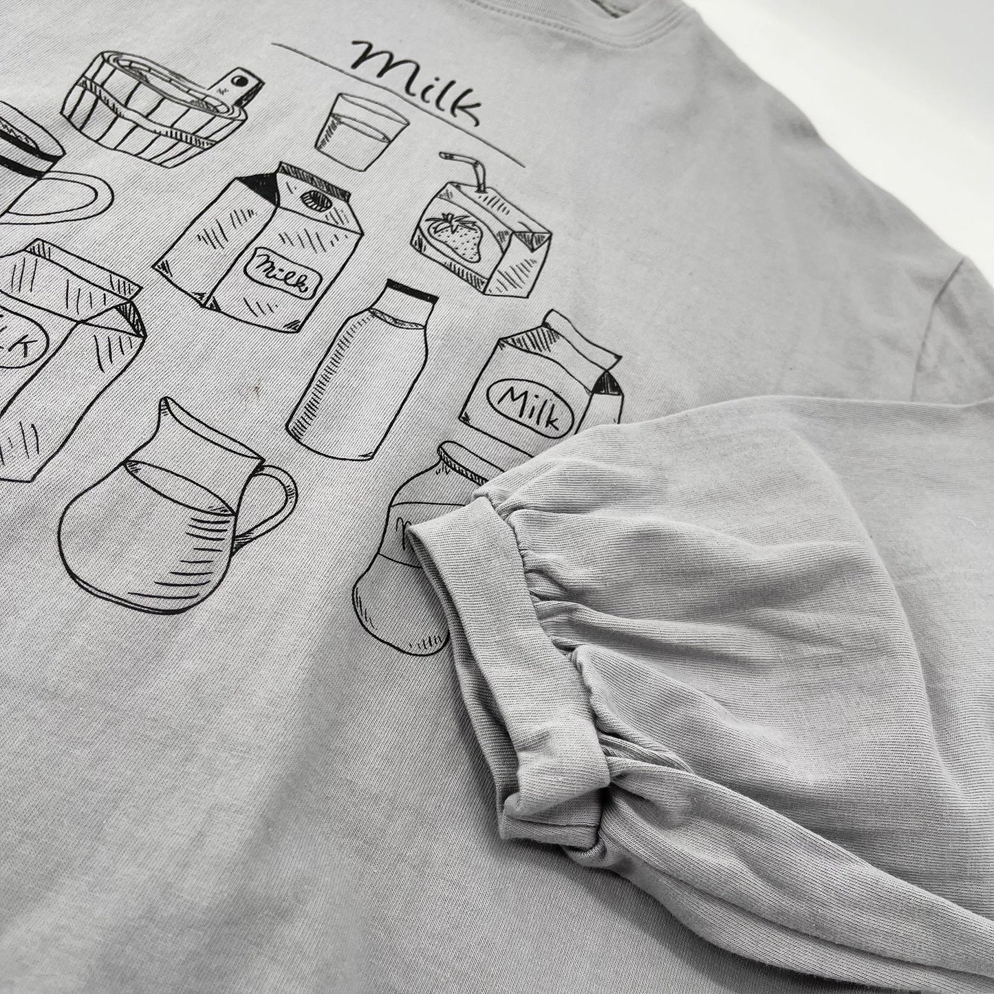 女童灰色印花棉T恤