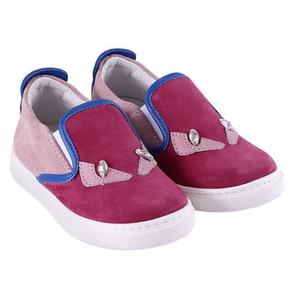 Girls Red 'Monster' Surface Leather Trainers