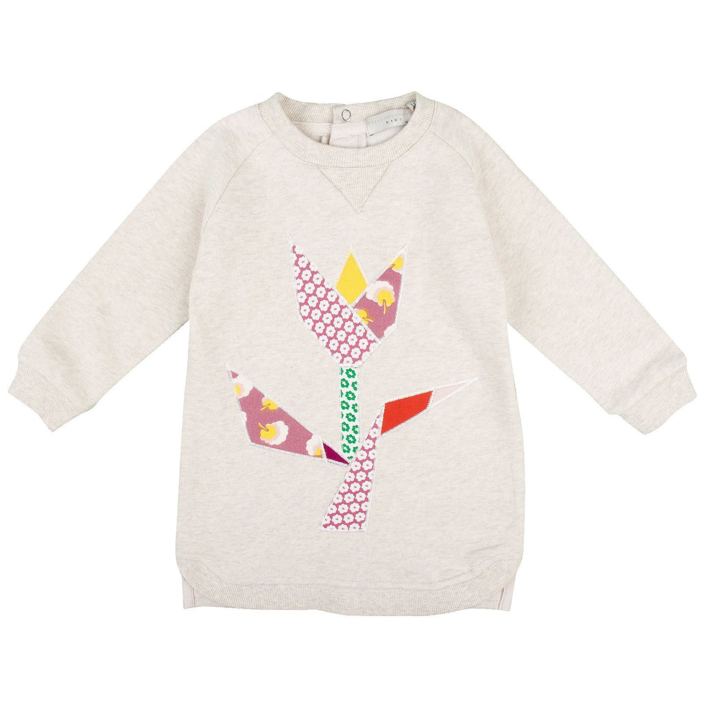 Baby Grey Cotton Jersey Dress With Print Multicolor Flower Logo