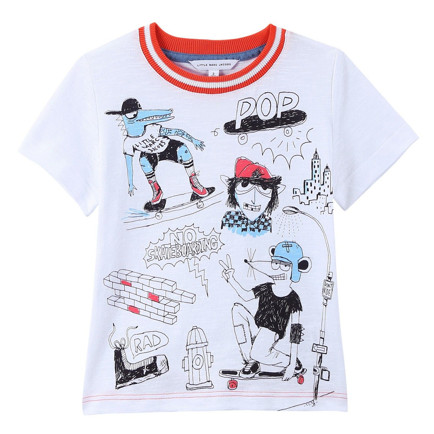Boys White Fancy Illustration Printed Cotton Jersey T-Shirt