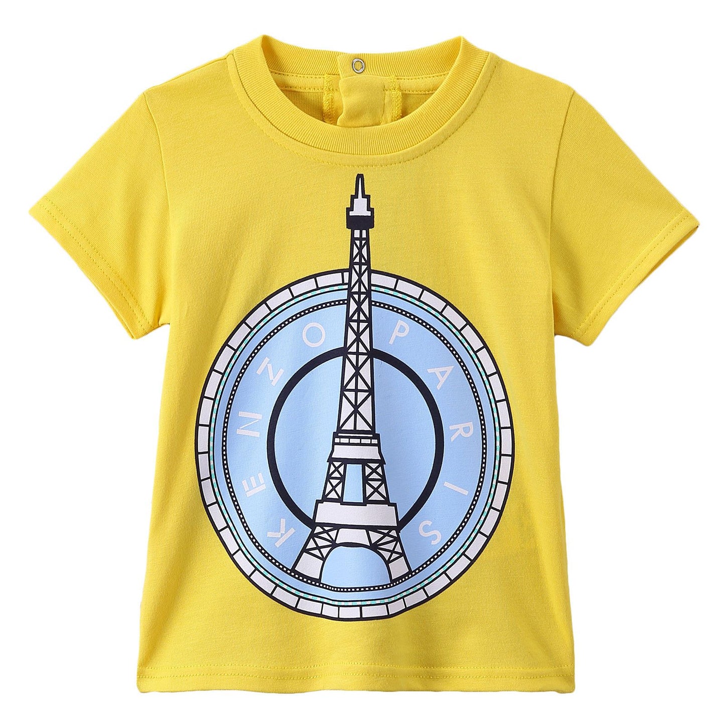 Boys Yellow  Paris Eiffel Tower Printed Cotton T-Shirt