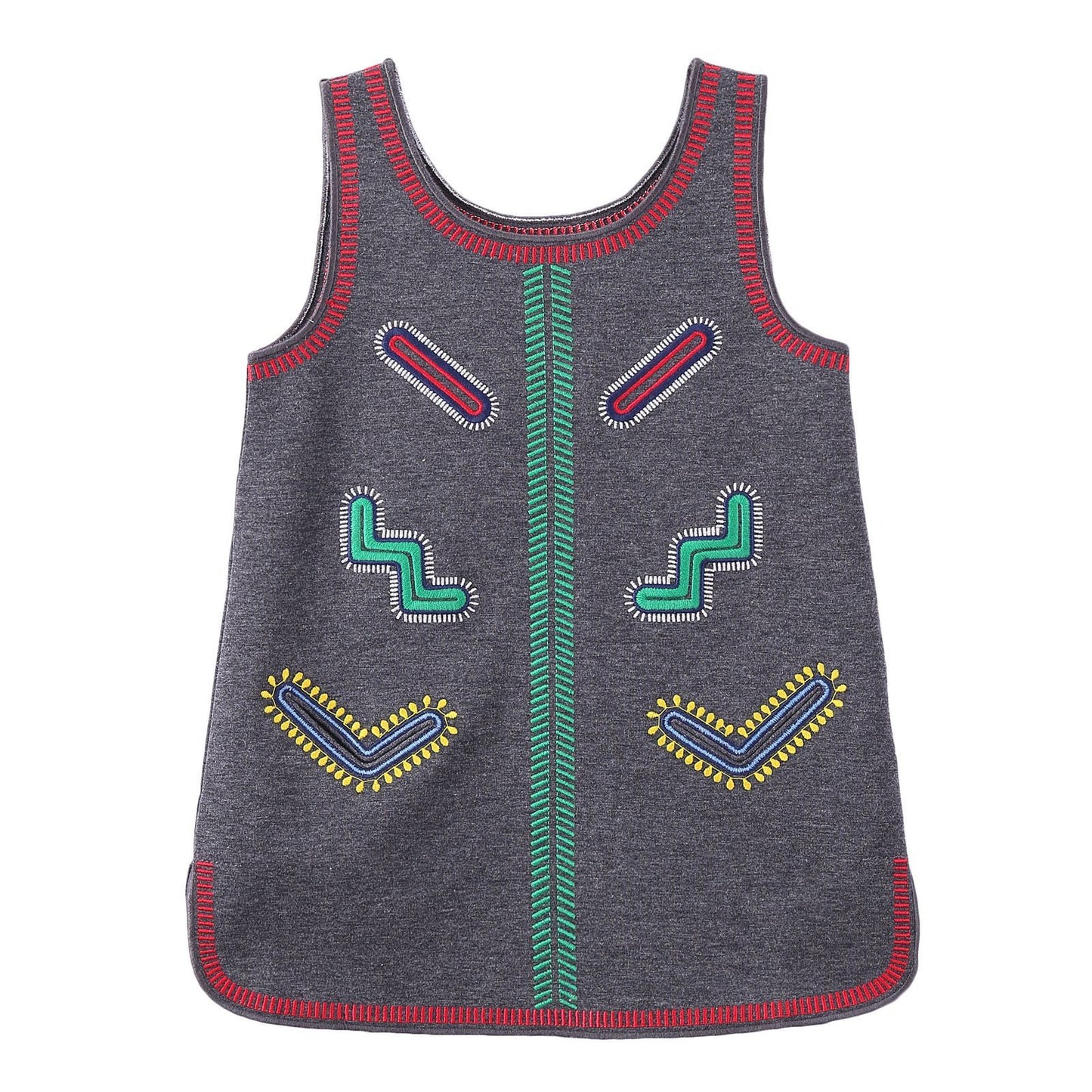 Girls Grey Zig Zag Printed Dress