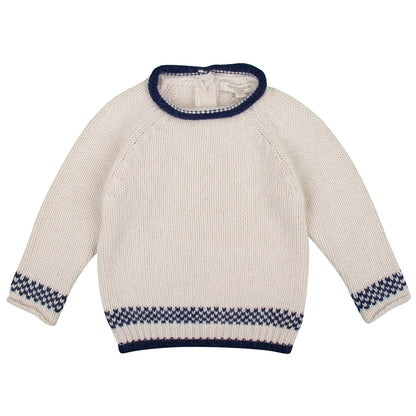 Baby White Two Tone Knit Luxurious Sweater
