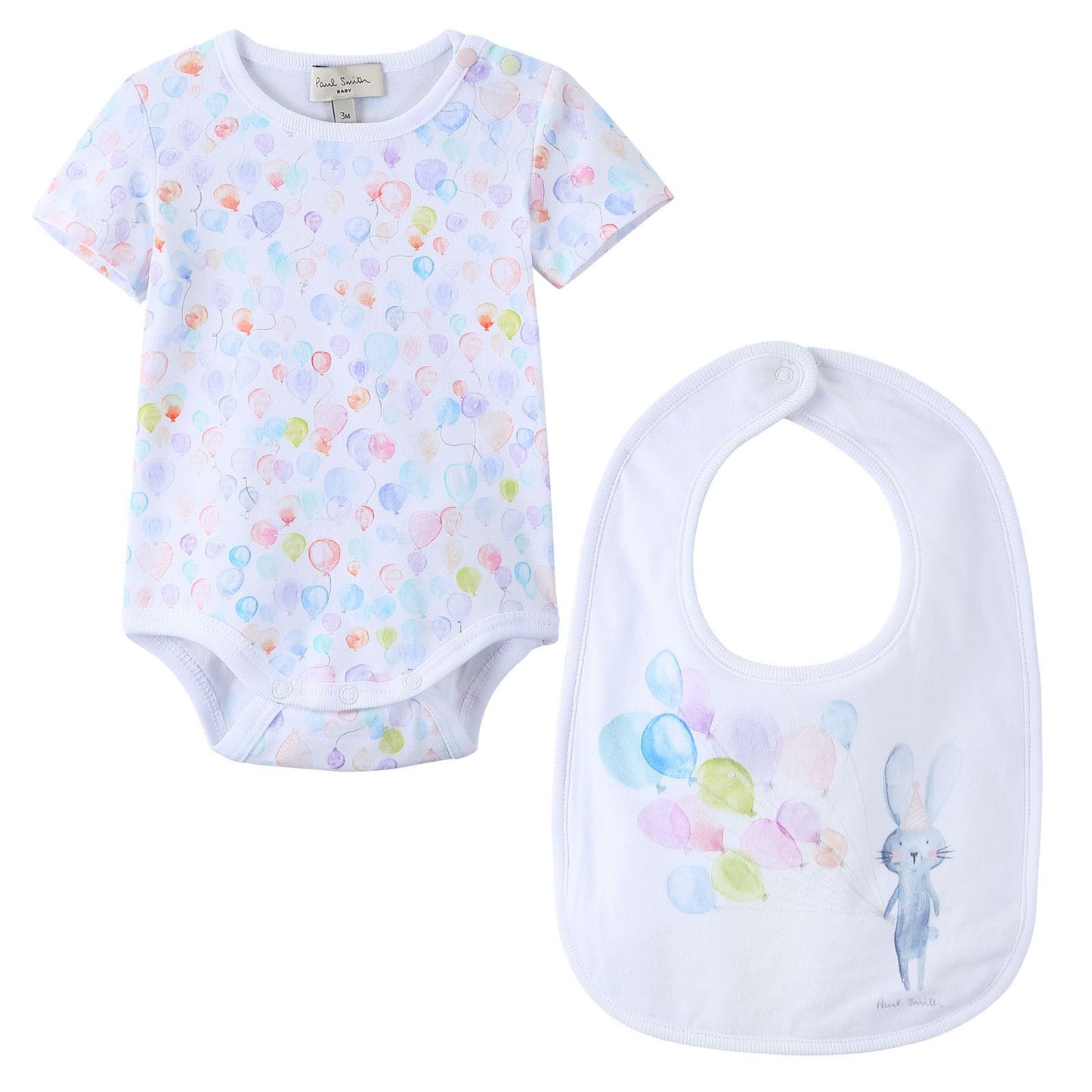 Baby Girls Multicolor Balloon Printed Bodysuit & Bib Set