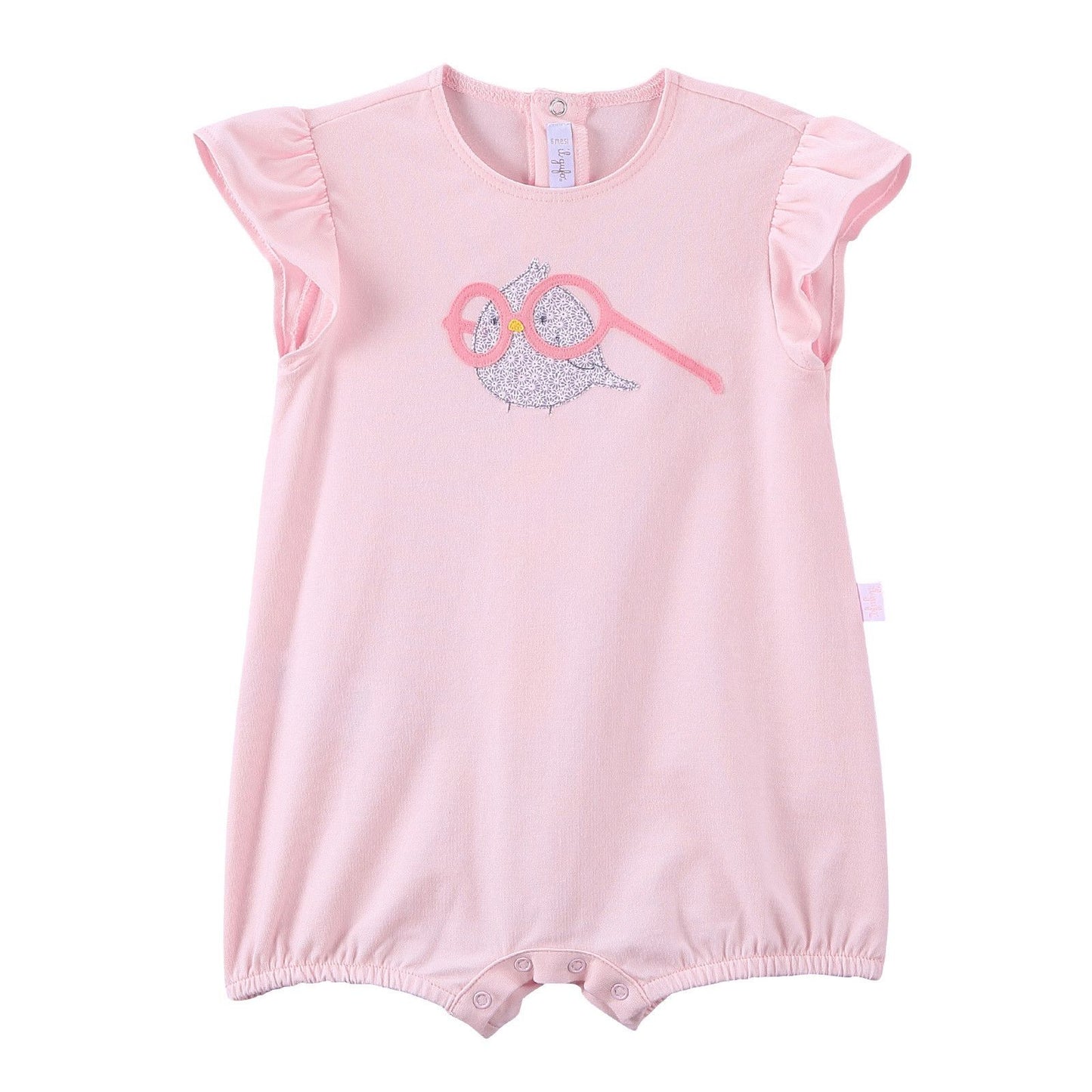 Baby Girls Pink Bird Printed Cotton Short Jersey Bodysuit