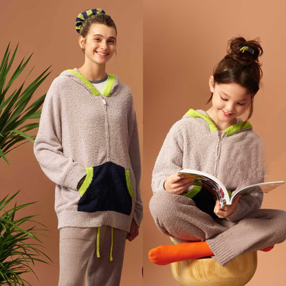 亲子款灰色半边绒长裤