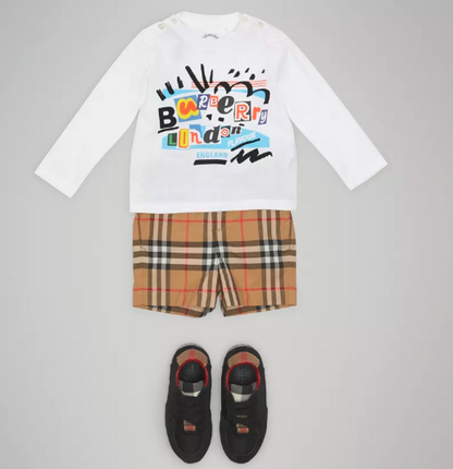Baby Boys Yellow Check Cotton Shorts