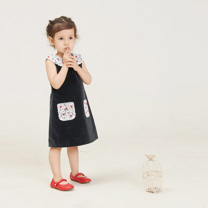Girls Black Cotton Dress