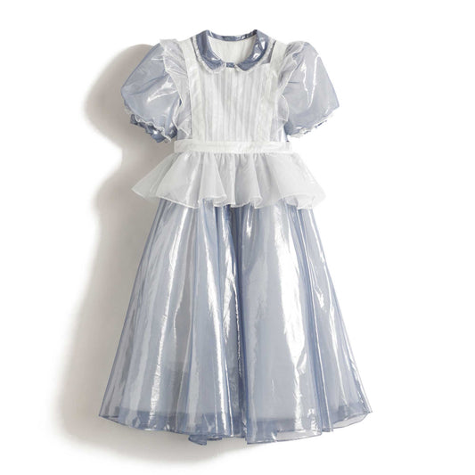 女童蓝色泡泡袖公主礼服裙