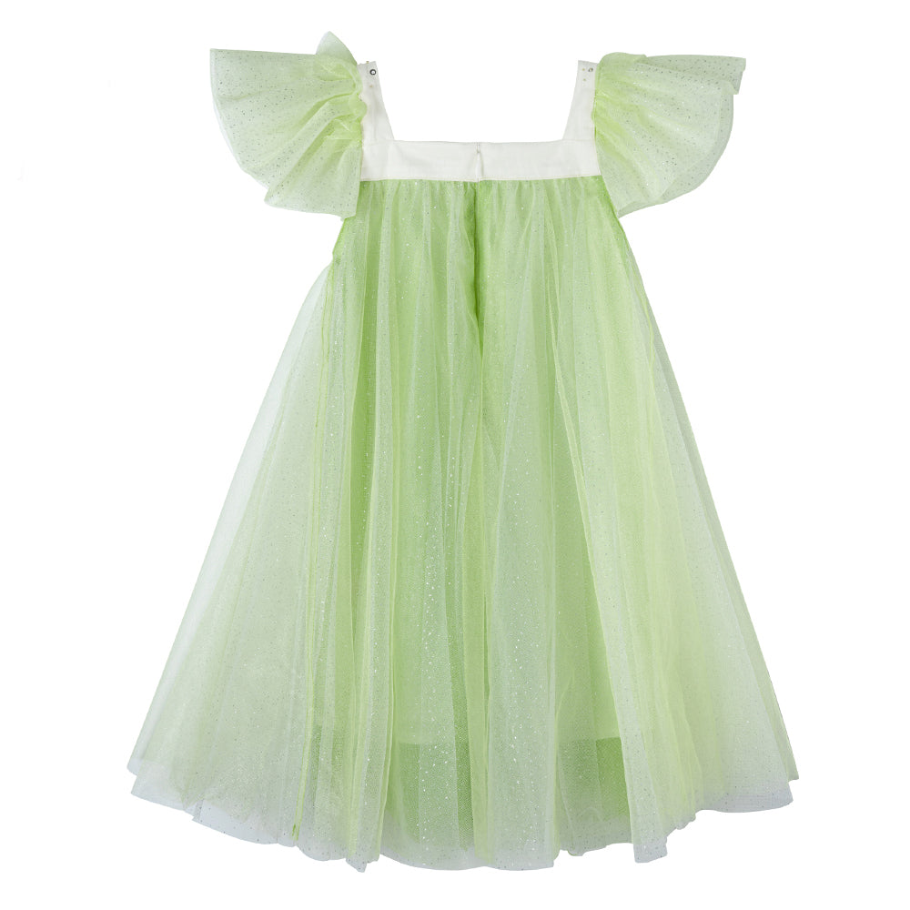 女童绿色雪花高定礼服裙