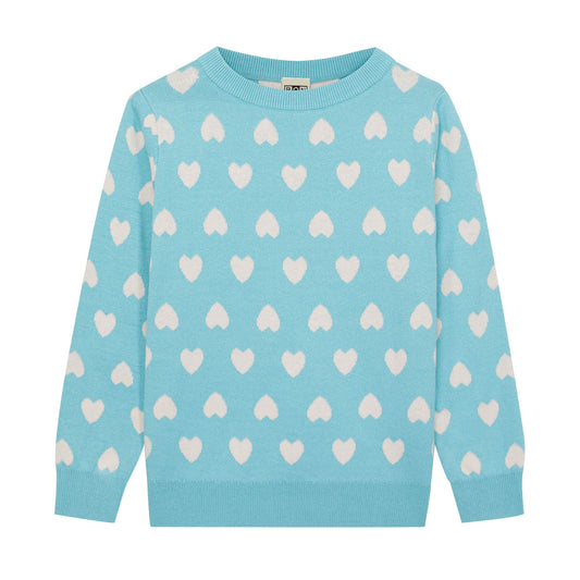 女童蓝色心形毛衣