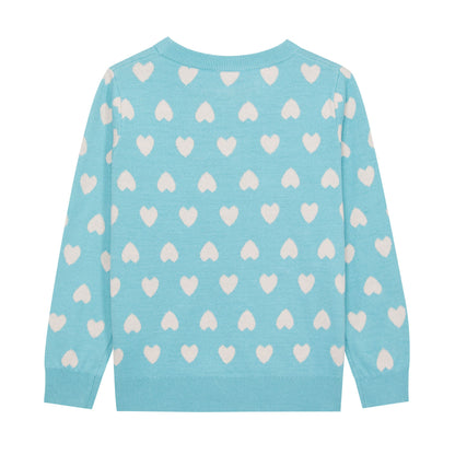女童蓝色心形毛衣