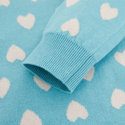 女童蓝色心形毛衣