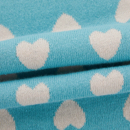 女童蓝色心形毛衣