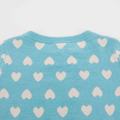 女童蓝色心形毛衣