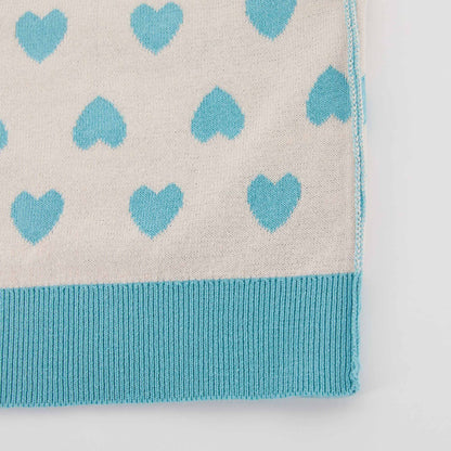 女童蓝色心形毛衣
