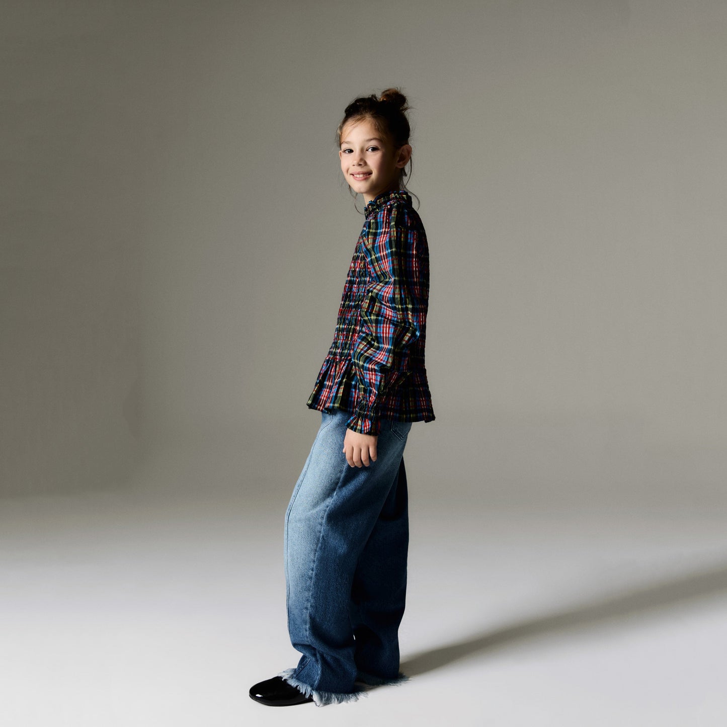 女童彩色格子上衣