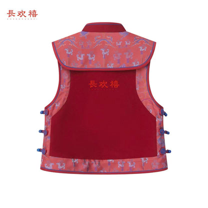 女童红色"福棠"羊毛马甲
