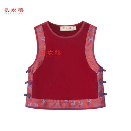 女童红色"福棠"羊毛马甲