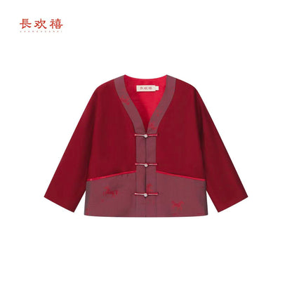 儿童红色"状元策⻢"中式外套