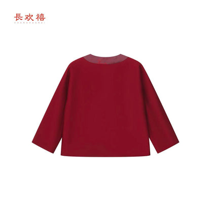 儿童红色"状元策⻢"中式外套