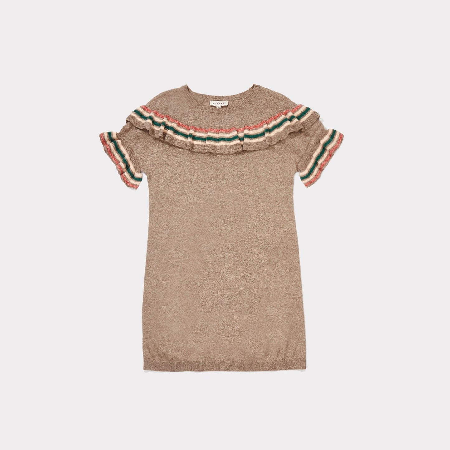 Girls Mocha Cotton Knitwear Dress