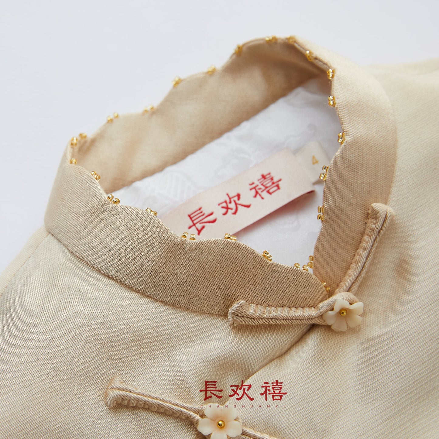 女童米色"蜜蕊"夹棉马甲裙