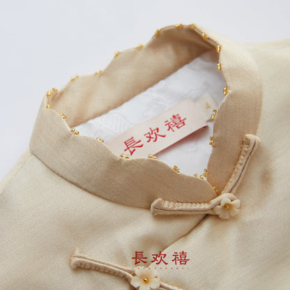 女童米色"蜜蕊"夹棉马甲裙