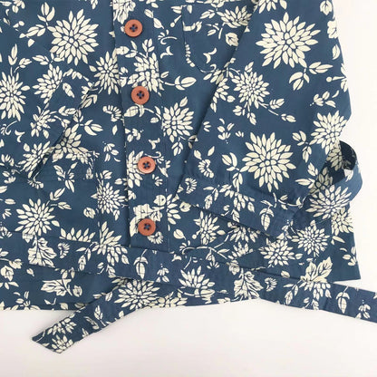 Girls Blue Printing Cotton Coat