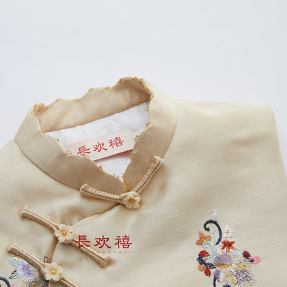 女童米色"蜜蕊"夹棉马甲裙
