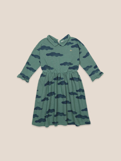 女童绿色有机棉连衣裙