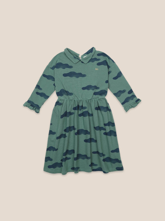 女童绿色有机棉连衣裙