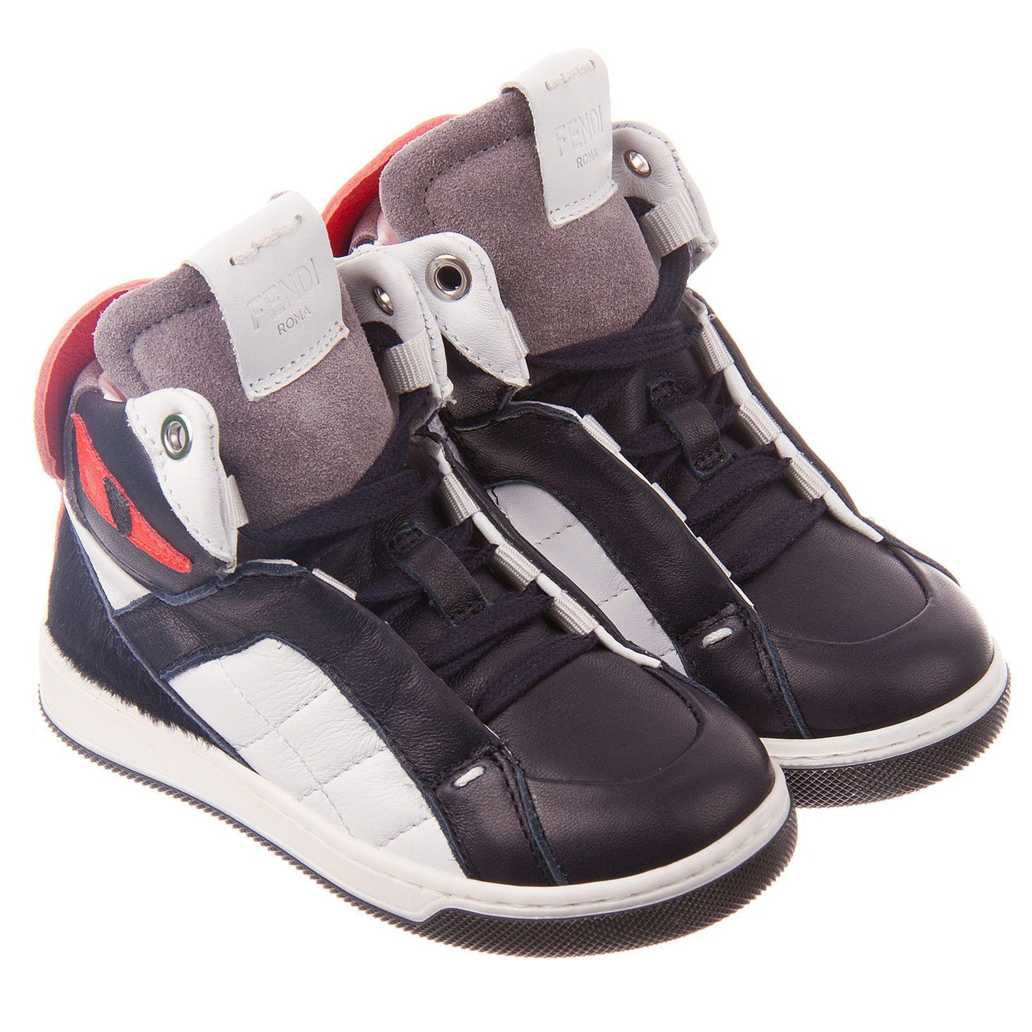 Boys Grey&White Suede High-top Trainers