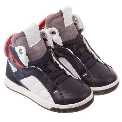 Boys Grey&White Suede High-top Trainers