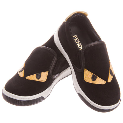 Boys&Girls Black Suede Monster Trainers